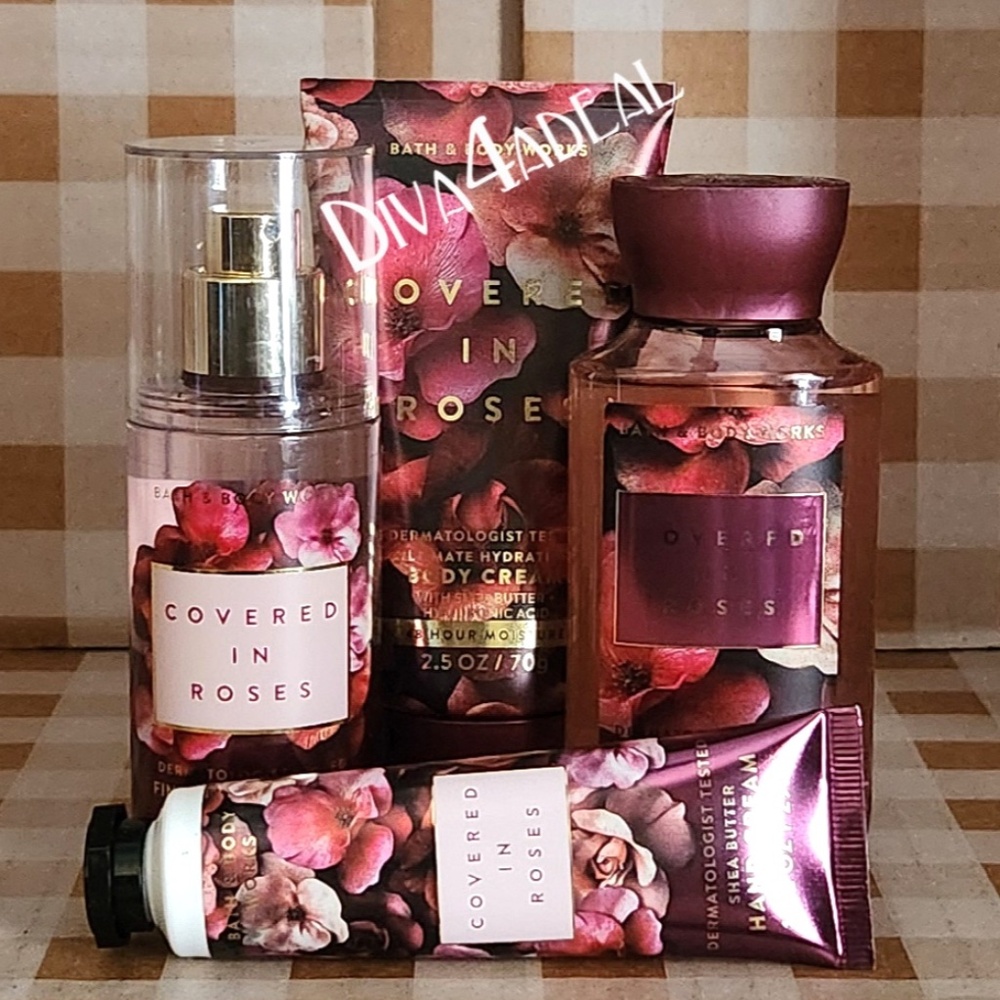 Bath & Body Works COVERED IN ROSES 4PC Mini/Travel Set